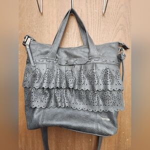 Kensie Gray Crossbody Bag with Lace Detailing